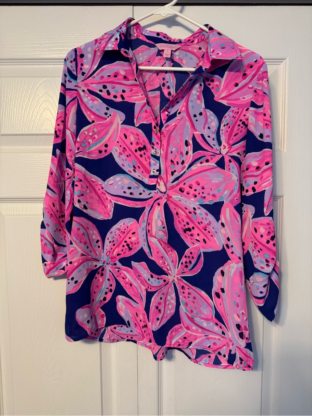 Lilly Pulitzer Pink & Navy Floral Button-Down Tunic